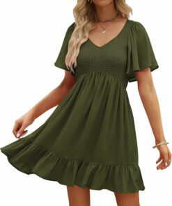 Army Green Casual Mini Dress WD4