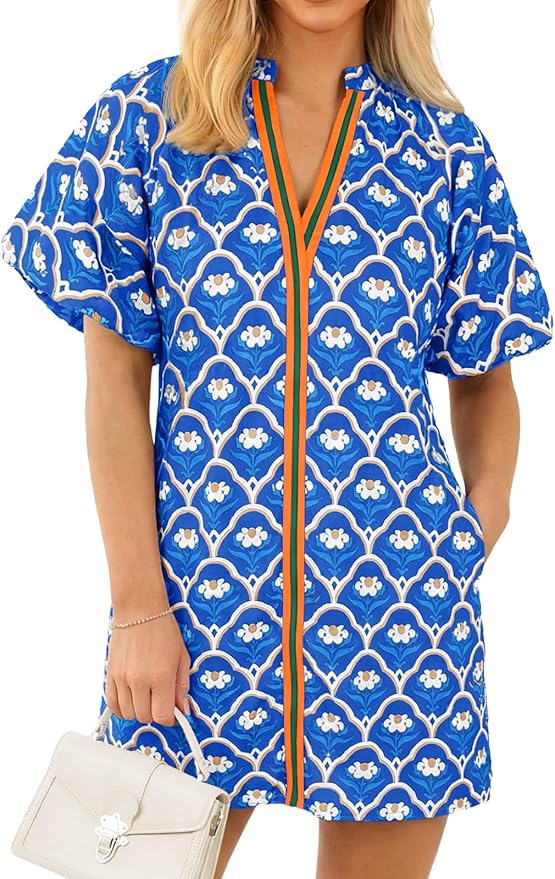 Blue Boho Loose Beach Dress WD34