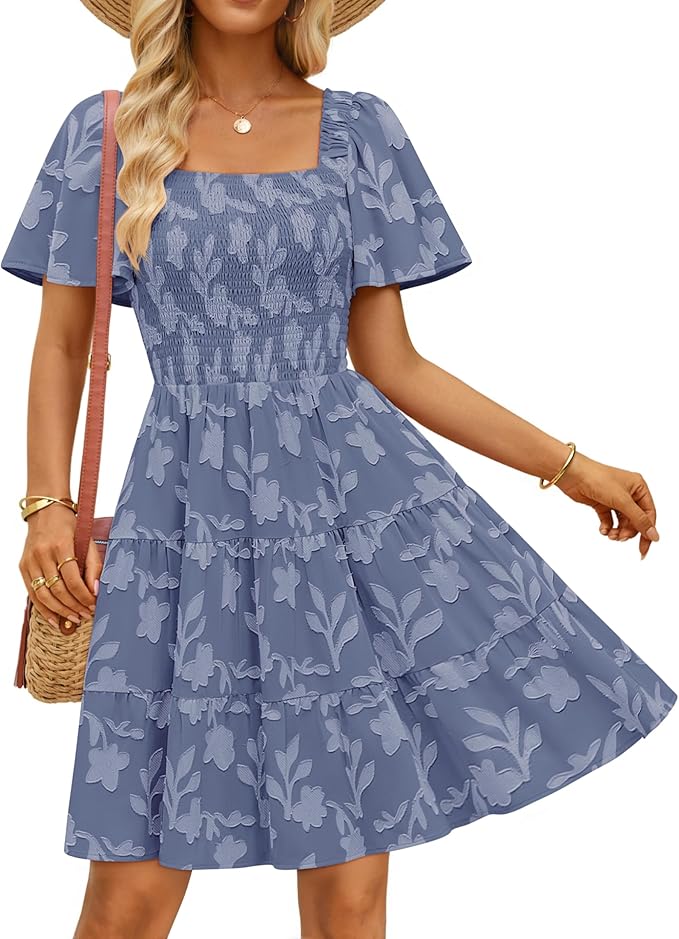 Dusty Blue Casual Mini Dress WD9