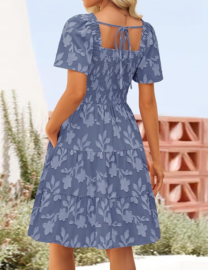 Dusty Blue Casual Mini Dress WD9 - Image 2