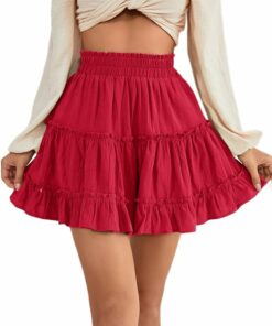 Elastic High Waist Pleated Skirt WD44