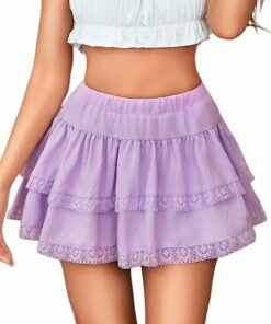 Elastic Lilac Mini Skirt WD45