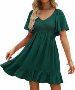 Emerald Green Casual Mini Dress WD3