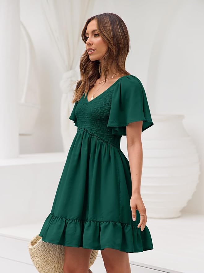 Emerald Green Casual Mini Dress WD3 - Image 2