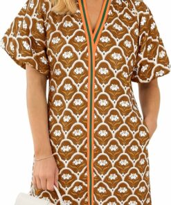 Khaki Boho Loose Beach Dress WD35