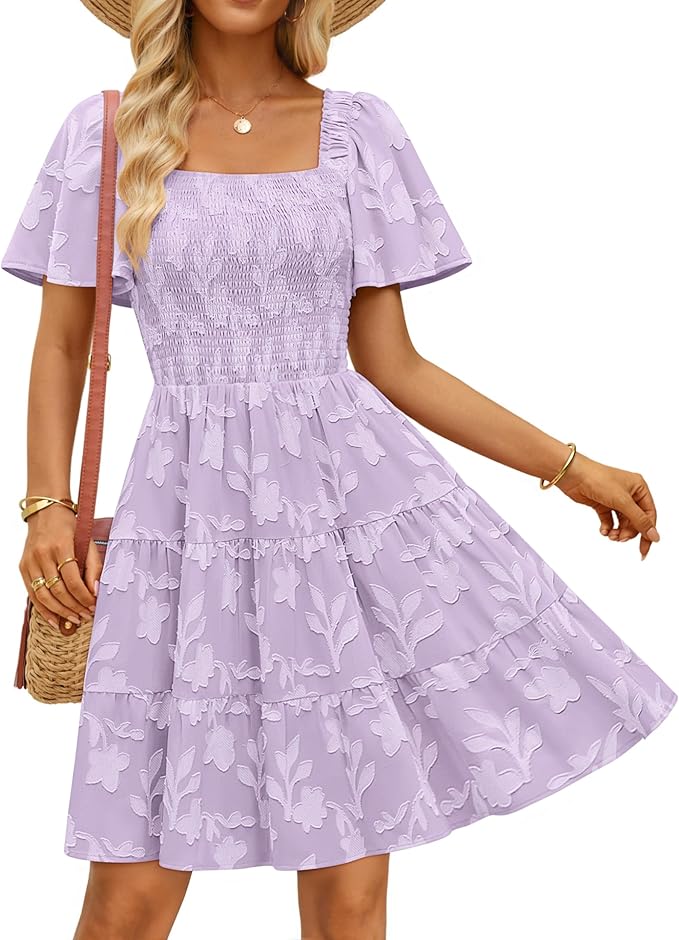 Lilac Square Neck Mini Dress WD11