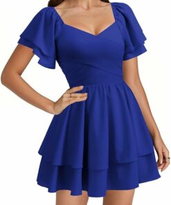 Women's Tie Back Wrap V Neck Dress WD29