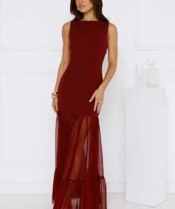 Chic Whispers Maxi Dress Burgundy WD52